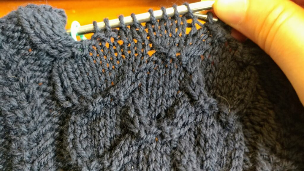 showing the mistake in my knit cable